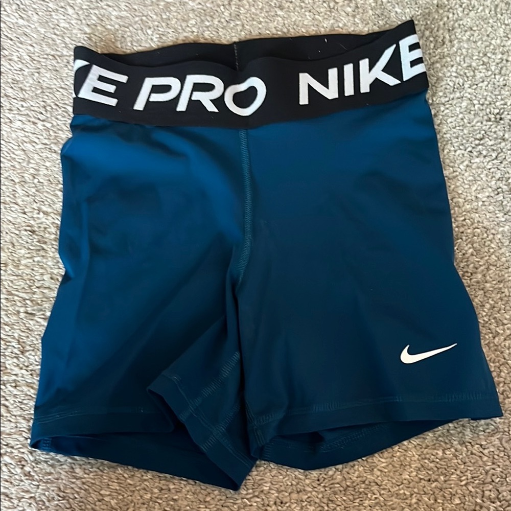 Nike Pro Teal Shorts with Black Waistband